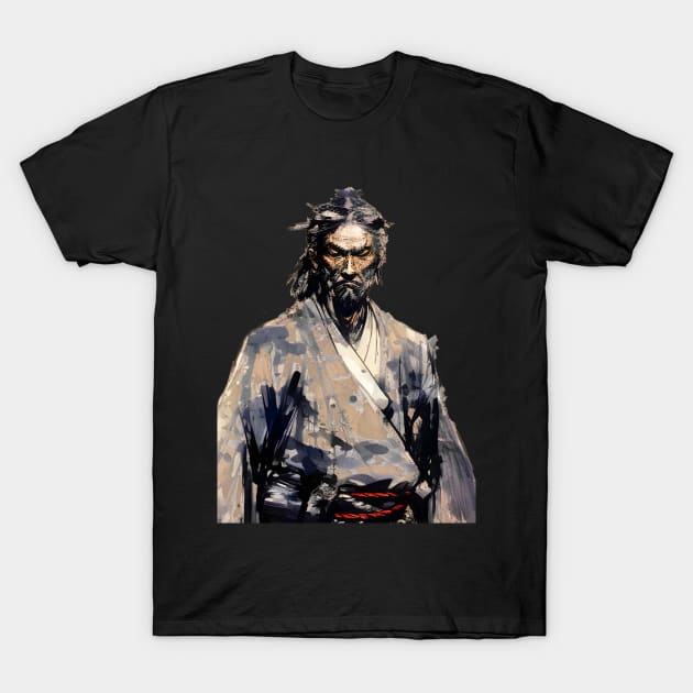 Japanese Ronin Samurai: I Play Alone on a Dark Background T-Shirt by Puff Sumo